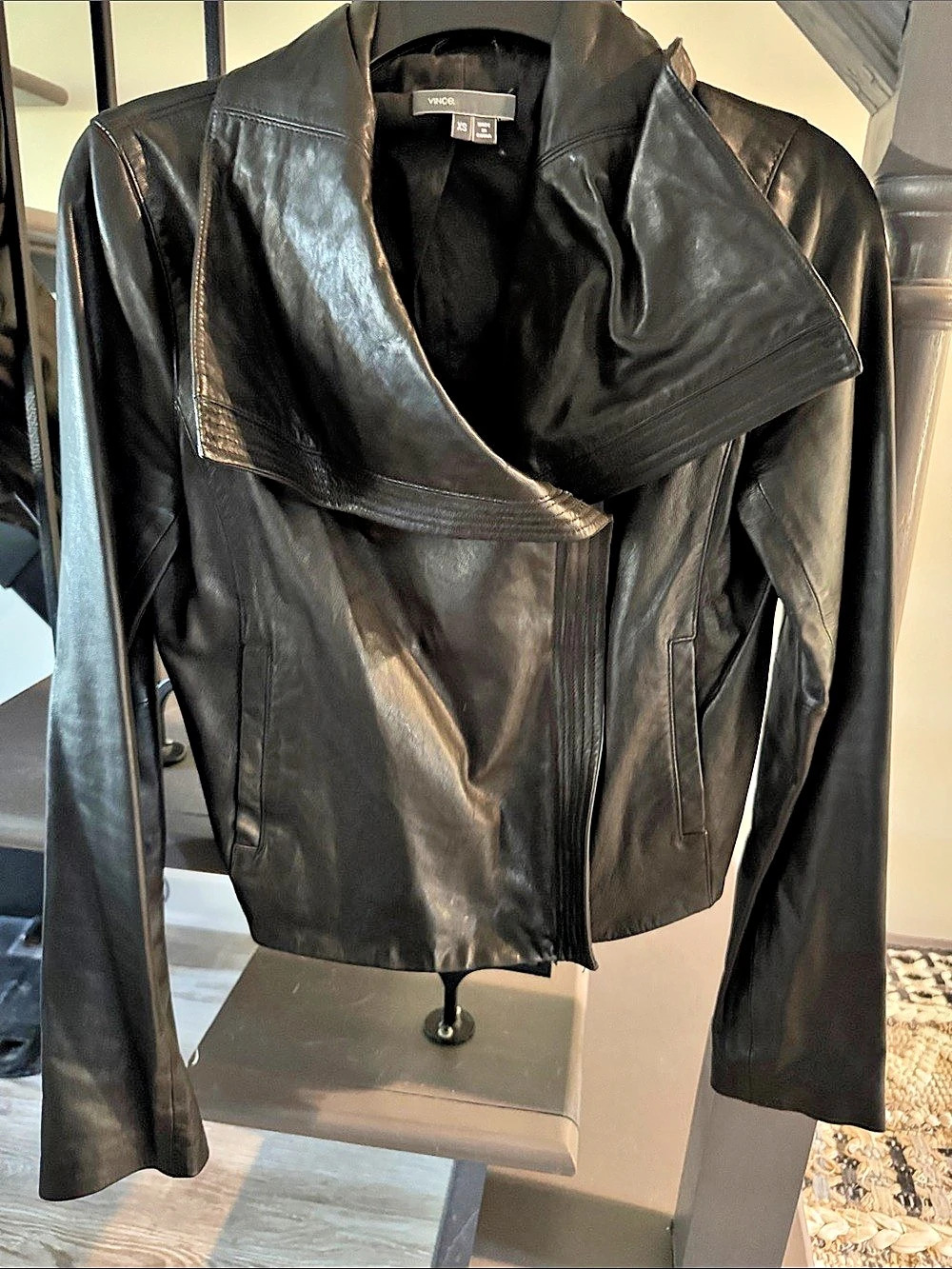 Vince Leather Moto Jacket in Black Size XS Like New